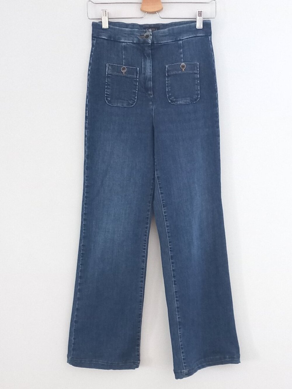 CAROLL high waisted wide leg jeans with patch pockets
